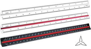 Dreikantlineal mit farbiger Hohlkehle