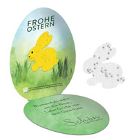 Samenpapier im Klappkärtchen Ei