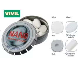 Große Klick-Klack-Dose mit Pfefferminz o. Kaugummi